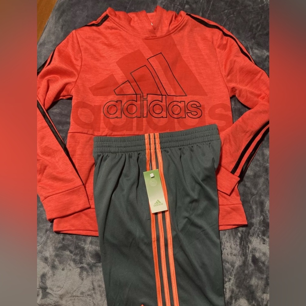 ADIDAS Boys OrangeJacket/ Gray Adidas Shorts plus toys